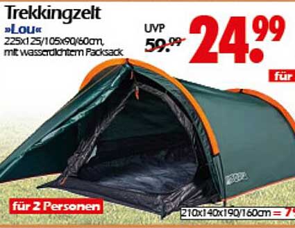 Trekkingzelt „LoU“ 225x210/140x90/60cm, mit wasserdichtem Packsack