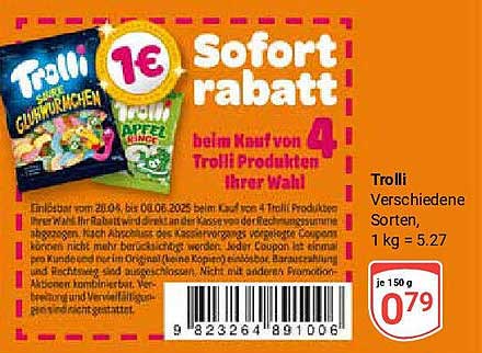 Trolli Verschiedene Sorten - Sofortrabatt beim Kauf von 4 Produkten