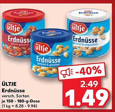 ÜLTJE Erdnüsse, verschiedene Sorten 150 - 180 g-Dose