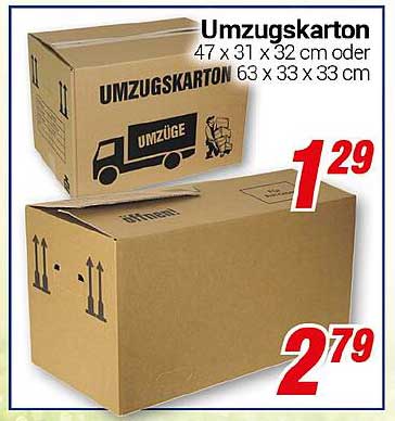 Umzugskarton in zwei Größen zum Vorteilspreis