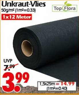 Unkraut-Vlies 1x12 Meter von Top Flora