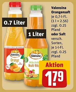 Valensina Orangensaft 0,7 Liter für nur 1,79€