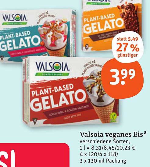 Valsoia veganes Eis in verschiedenen Sorten