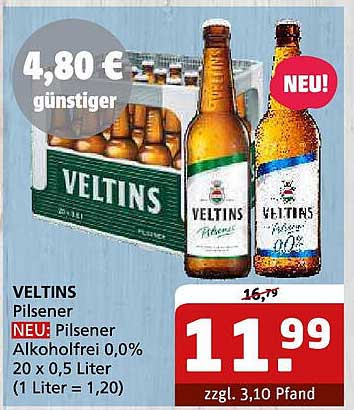 VELTINS Pilsener 0,0% - 20 x 0,5 Liter