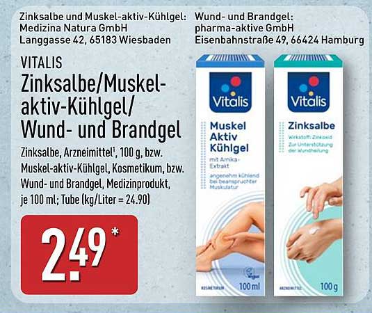 VITALIS Zinksalbe/Muskel-aktiv-Kühlgel/Wund- und Brandgel