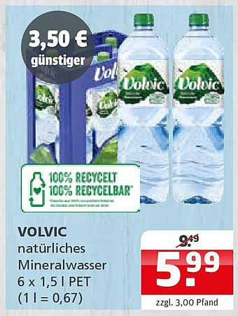 VOLVIC natürliches Mineralwasser 6 x 1,5 l PET