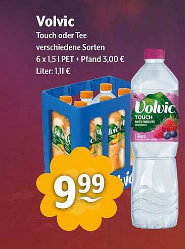 Volvic Touch oder Tee verschiedene Sorten – 6 x 1,5 PET