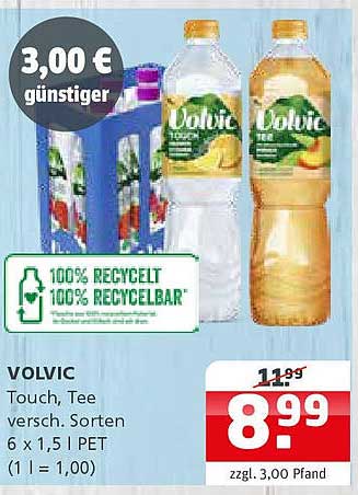 VOLVIC Touch Tee, 6 x 1,5 l PET (verschiedene Sorten)
