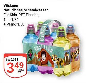 Vöslauer Natürliches Mineralwasser für Kids, 6 x 0,33 l