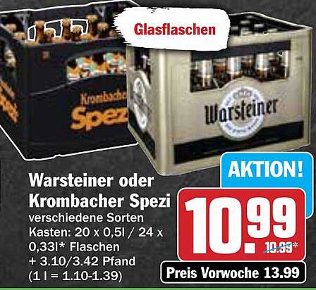 Warsteiner oder Krombacher Spezi Kasten Aktion