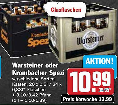Warsteiner oder Krombacher Spezi, verschiedene Sorten