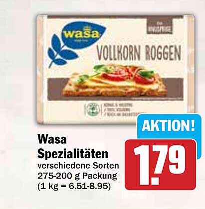 Wasa Spezialitäten Vollkorn Roggen 275-200 g