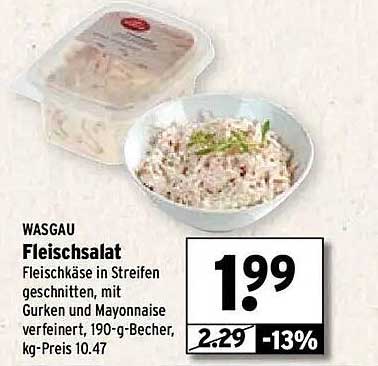 WASGAU Fleischsalat in Streifen geschnitten