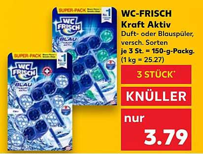 WC-FRISCH Kraft Aktiv – Duft- oder Blau-Spüler, 3 Stück