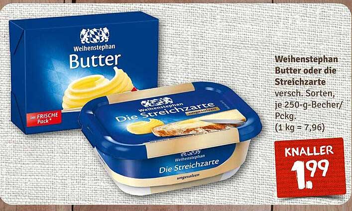 Weihenstephan Butter oder die Streichzarte, verschiedene Sorten, je 250-g-Becher/Pckg.