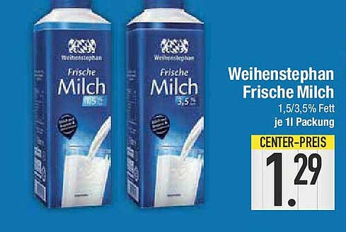 Weihenstephan Frische Milch 1,5/3,5% Fett je 1 l Packung