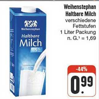 Weihenstephan Haltbare Milch - verschiedene Fettstufen