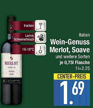 Wein-Genuss Merlot, Soave und weitere Sorten je 0,75l Flasche