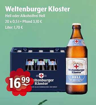 Weltenburger Kloster Hell – 20 x 0,5 l (auch alkoholfrei)