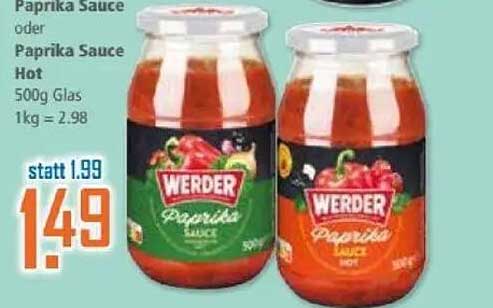 Werder Paprika Sauce oder Paprika Sauce Hot 500g