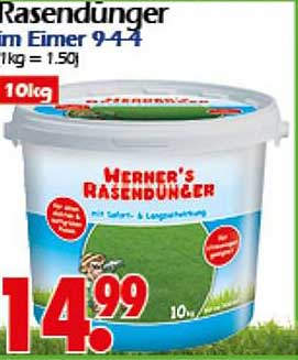 Werner's Rasendünger im Eimer 9-4-4