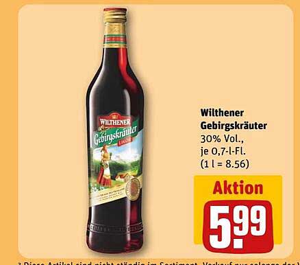 Wilthener Gebirgskräuter Likör 30% Vol., je 0,7-l-Fl.