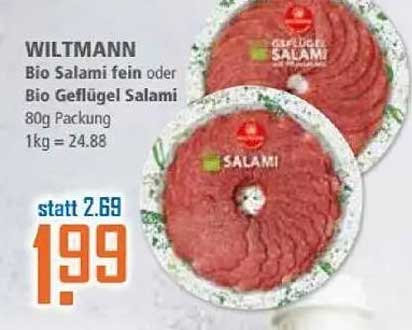 WILTMANN Bio Salami fein oder Bio Geflügel Salami 80g