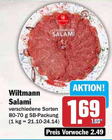 Wiltmann Salami verschiedene Sorten 80-70 g SB-Packung