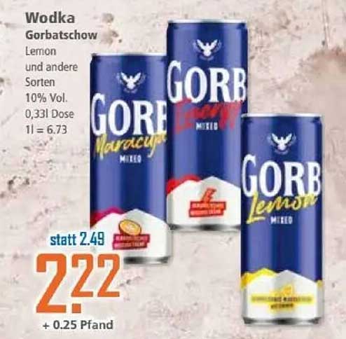 Wodka Gorbatchow - Lemon und andere Sorten 10% Vol