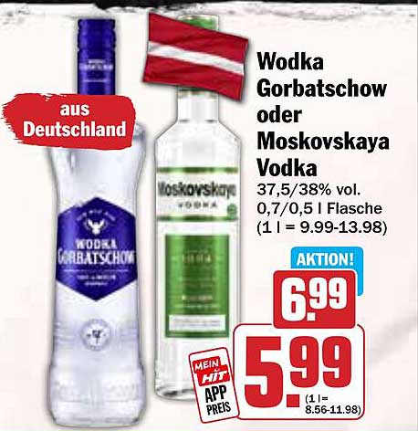 Wodka Gorbatschow oder Moskovskaya Vodka