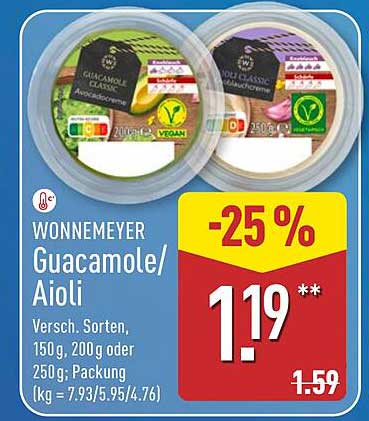 Wonnemeyer Guacamole/Aioli, verschiedene Sorten