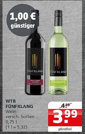 WTB FÜNFKLANG Wein – Verschiedene Sorten, 0,75 l