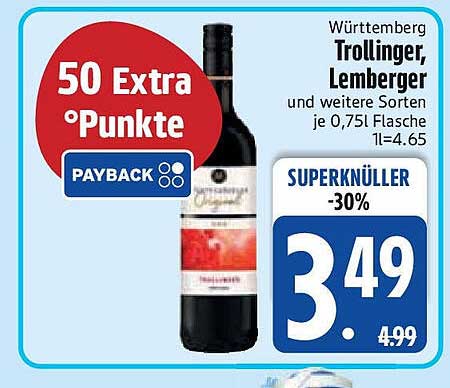 Württemberg Trollinger, Lemberger und weitere Sorten je 0,75l Flasche