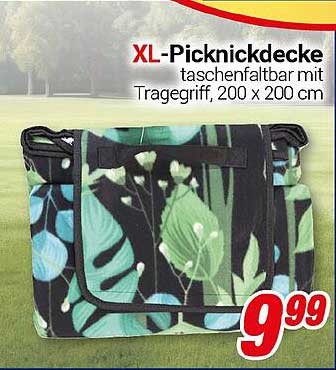XL-Picknickdecke taschenfaltbar mit Tragegriff, 200 x 200 cm