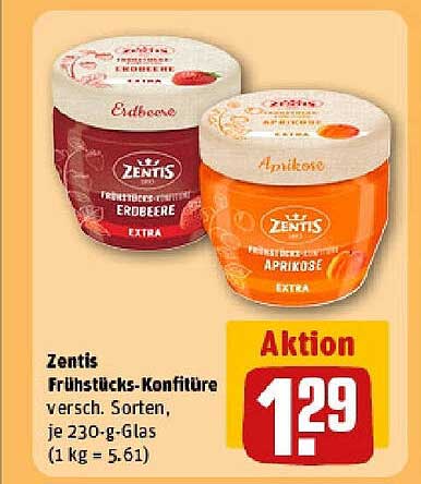 Zentis Frühstücks-Konfitüre versch. Sorten, je 230-g-Glas