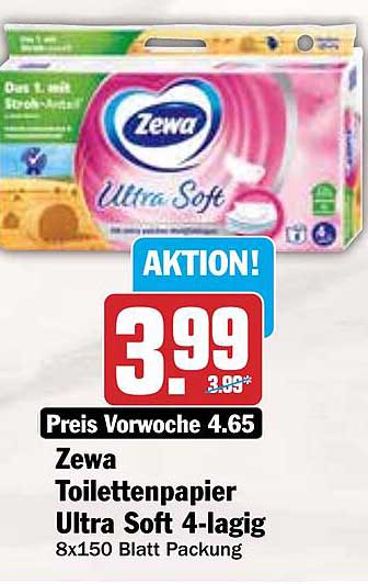 Zewa Toilettenpapier Ultra Soft 4-lagig 8x150 Blatt Packung