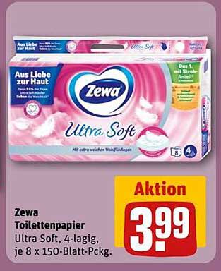 Zewa Ultra Soft Toilettenpapier, 4-lagig, je 8 x 150-Blatt-Packung