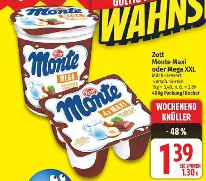 Zott Monte Maxi oder Mega XXL – Milch-Dessert