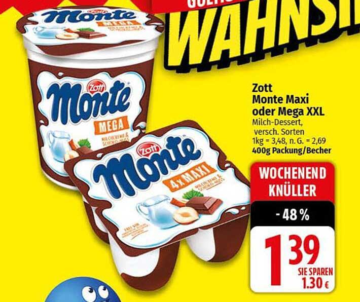 Zott Monte Maxi oder Mega XXL Milch-Dessert