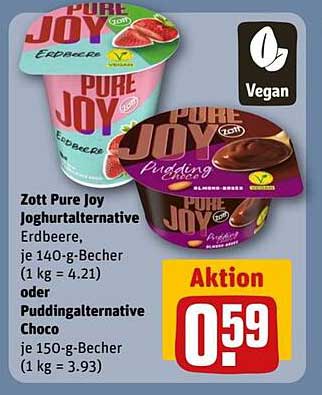 Zott Pure Joy Joghurtalternative Erdbeere oder Puddingalternative Choco