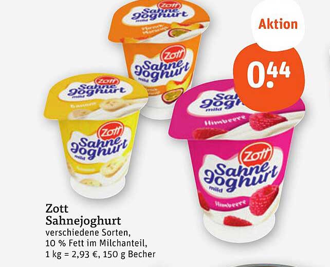 Zott Sahnejoghurt verschiedene Sorten, 150 g Becher