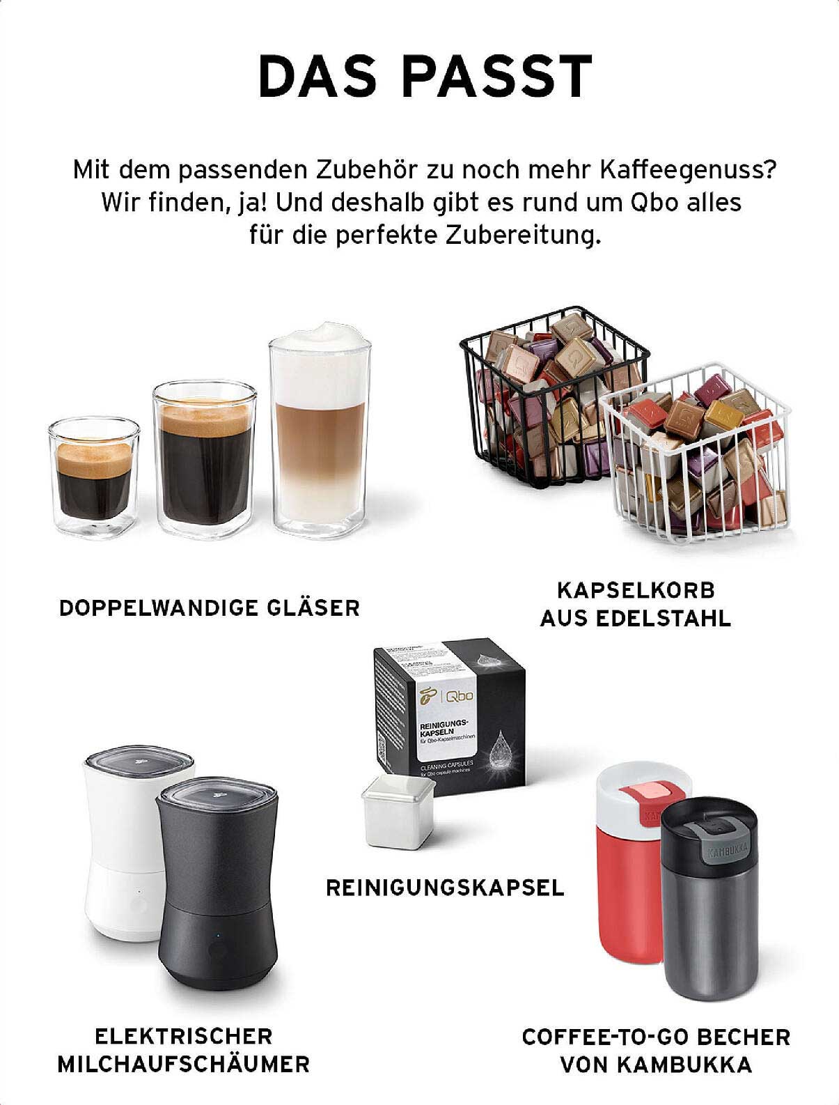 Zubehör für Kaffeegenuss mit Qbo