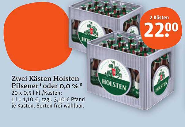 Zwei Kästen Holsten Pilsener oder 0,0 %