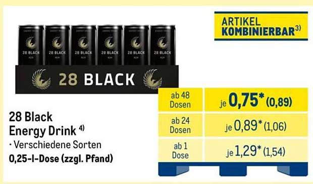 28 Black Energy Drink • Verschiedene Sorten 0,25-l-Dose (zzgl. Pfand)