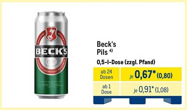 Beck's Pils 0,5-l-Dose (zzgl. Pfand)