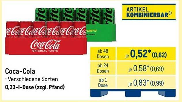 Coca-Cola • Verschiedene Sorten 0,33-l-Dose (zzgl. Pfand)
