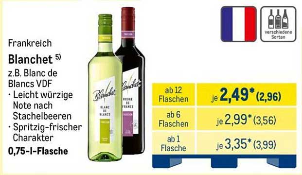 Frankreich Blanchet 5) z.B. Blanc de Blancs VDF