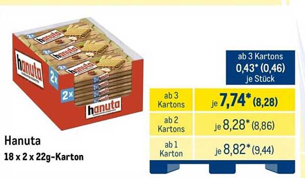 Hanuta 18 x 2 x 22g-Karton
