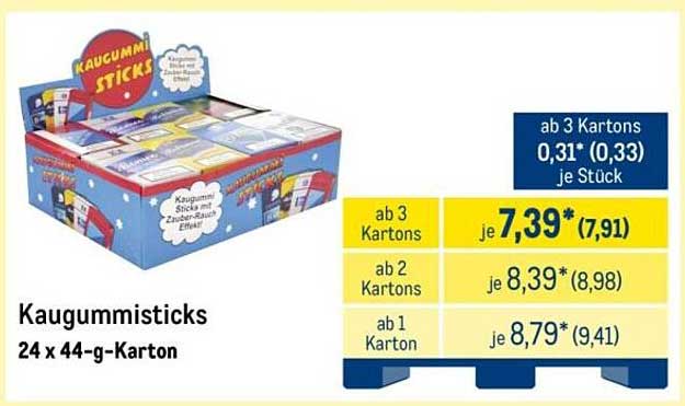 Kaugummisticks 24 x 44-g-Karton