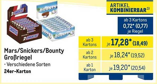 Mars/Snickers/Bounty Großriegel
